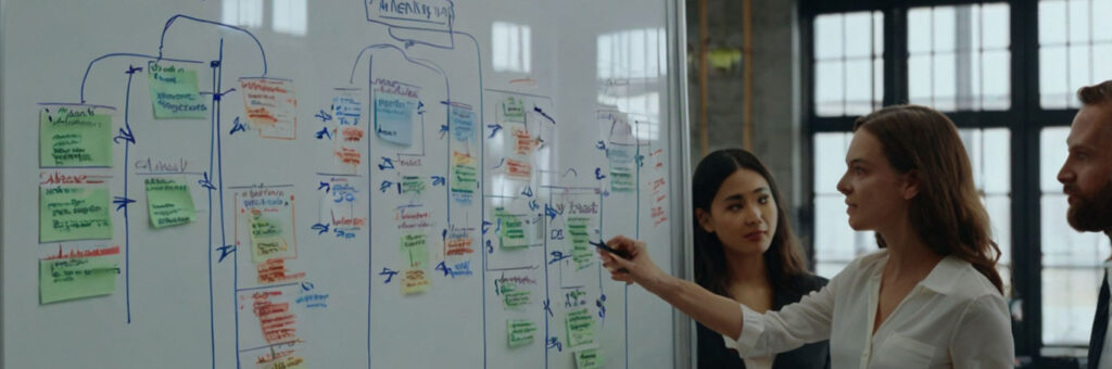 Marketing team developing business video marketing strategy