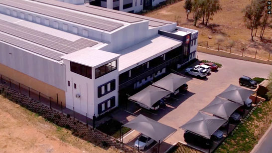 Drone shot of a contemporary Johannesburg office for a company profile video