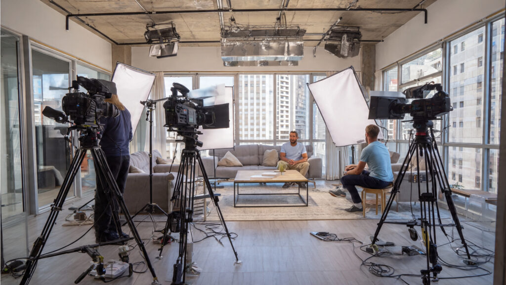 video production team filming